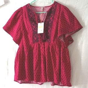 Knox Rose Boho Blouse, Sz 8, NWT